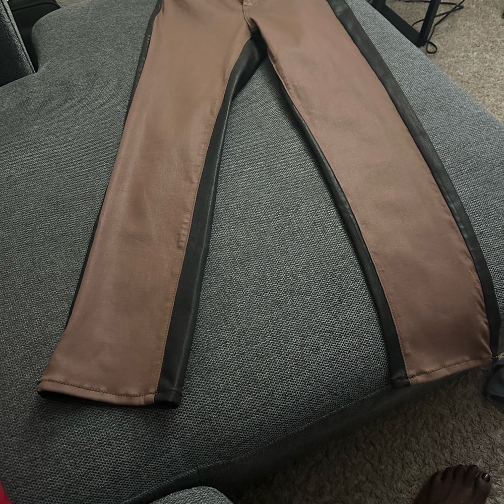7 For All Mankind HW Cropped Straight Jeans – Two-Tone Brown - Size 24 - NWT - Picture 4 of 8